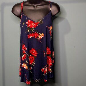 Paper Moon Basima Blue and Red Floral Strappy Tank Top
